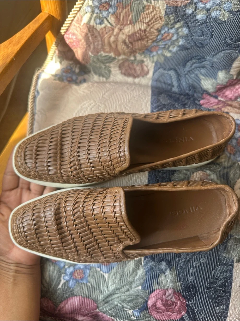 Vince Stafford Woven Leather Platform Slip-On Sneaker Sz 7